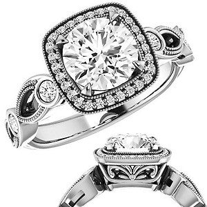 Round Sculptural Moissanite Engagement Ring