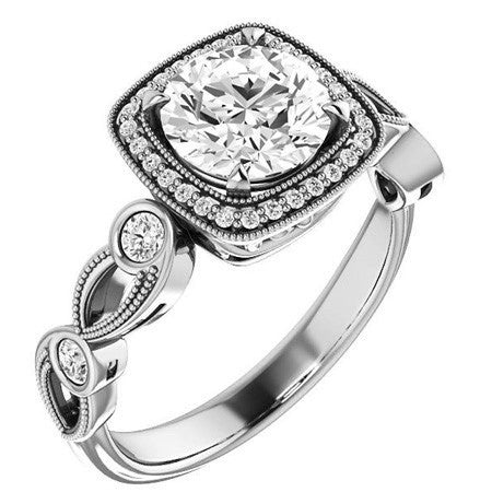 Round Sculptural Moissanite Engagement Ring