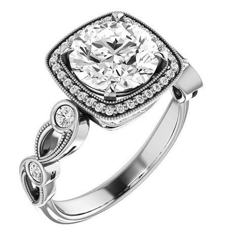 Round Sculptural Moissanite Engagement Ring