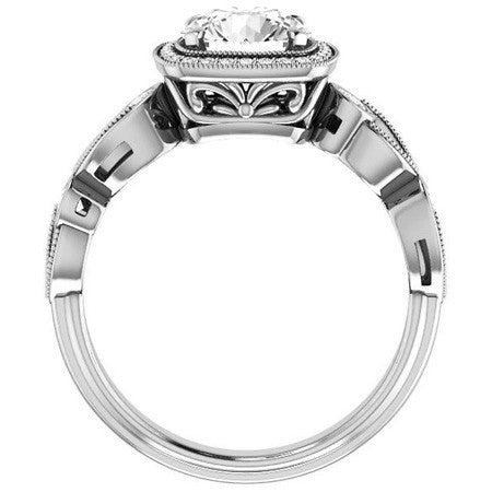 Round Sculptural Moissanite Engagement Ring
