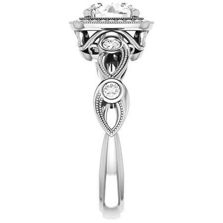 Round Sculptural Moissanite Engagement Ring