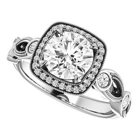 Round Sculptural Moissanite Engagement Ring