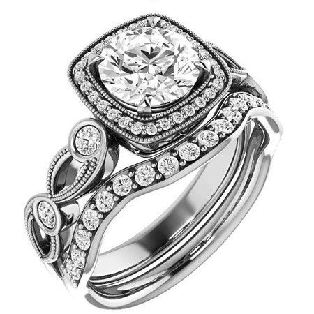 Round Sculptural Moissanite Engagement Ring
