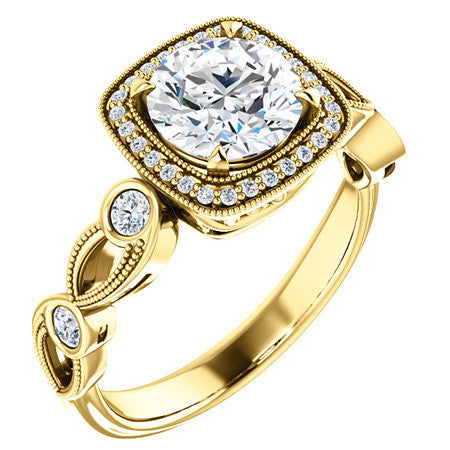 Round Sculptural Moissanite Engagement Ring