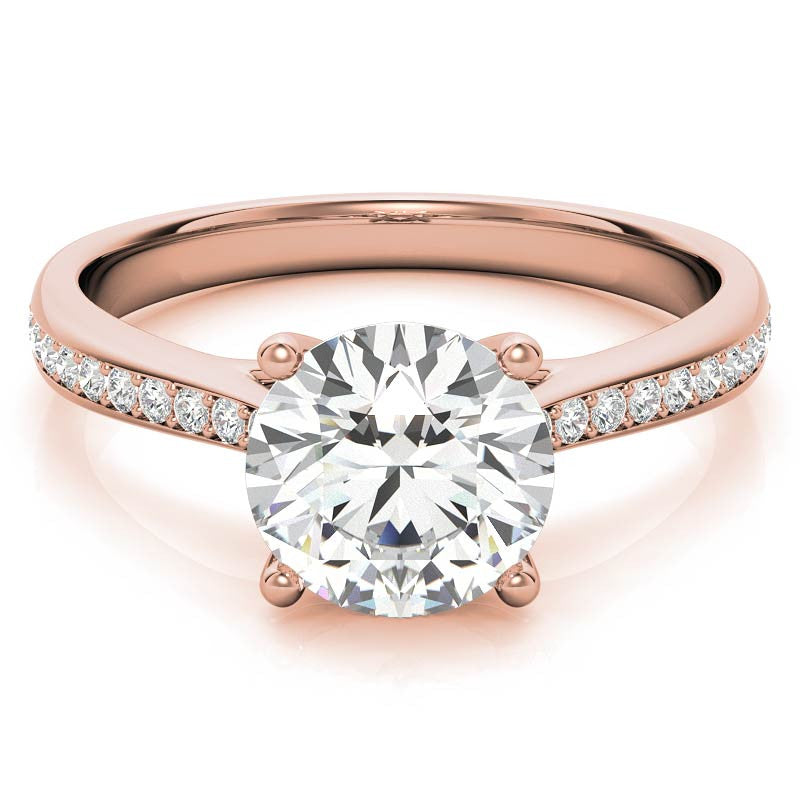 Cathedral Moissanite Engagement Ring with Scroll Accents