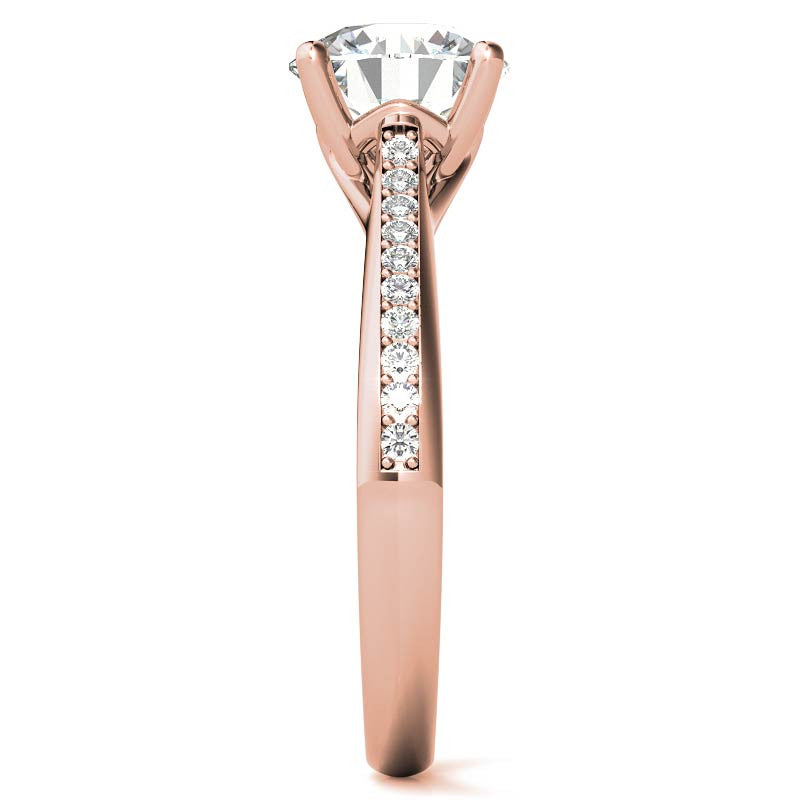 Cathedral Moissanite Engagement Ring with Scroll Accents