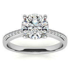 Cathedral Moissanite Engagement Ring with Scroll Accents