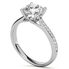 Cathedral Moissanite Engagement Ring with Scroll Accents