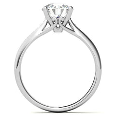 Cathedral Moissanite Engagement Ring with Scroll Accents