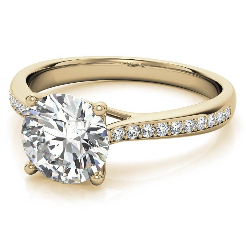 Cathedral Moissanite Engagement Ring with Scroll Accents