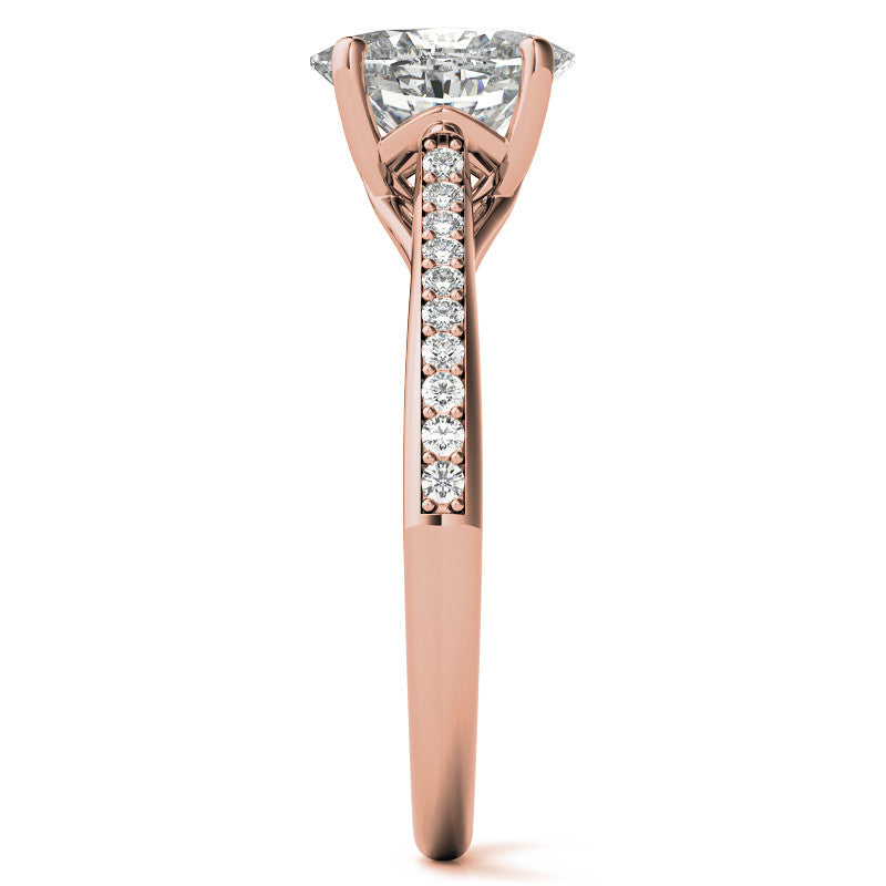 Oval Cathedral Engagement Ring with Scroll Accents