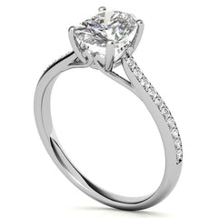 Oval Cathedral Engagement Ring with Scroll Accents
