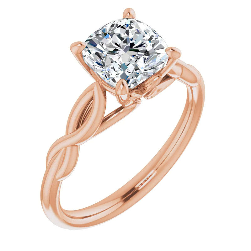 Cushion Moissanite Sculptural Styled Solitaire Ring