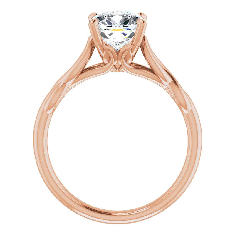 Cushion Moissanite Sculptural Styled Solitaire Ring