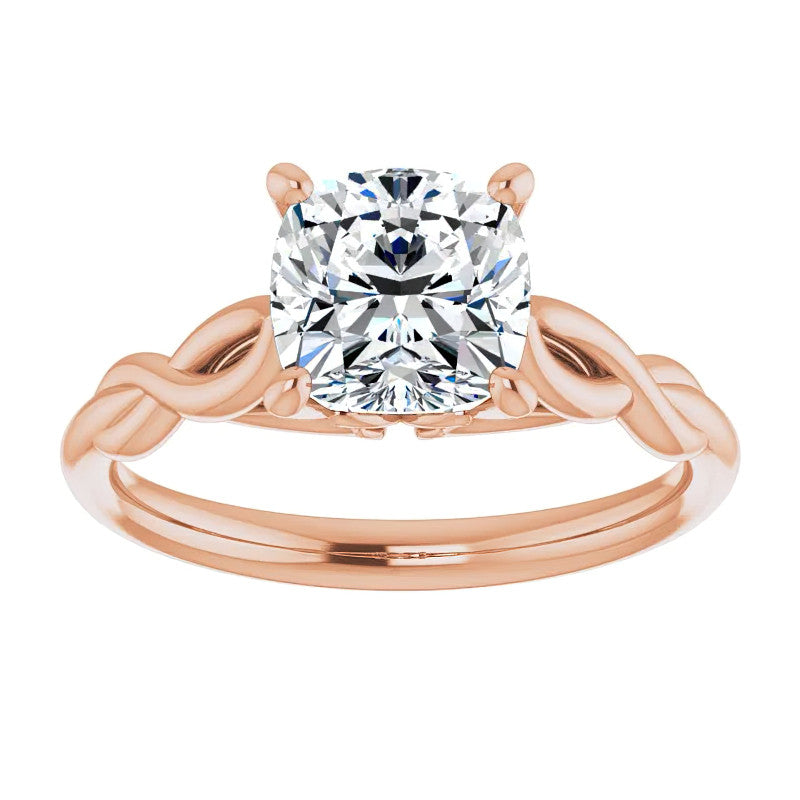 Cushion Moissanite Sculptural Styled Solitaire Ring