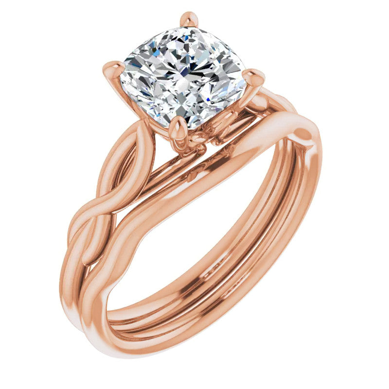 Cushion Moissanite Sculptural Styled Solitaire Ring