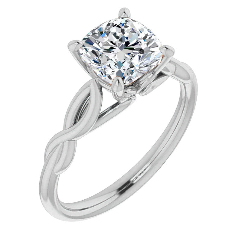 Cushion Moissanite Sculptural Styled Solitaire Ring