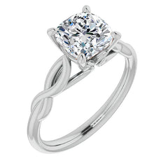 Cushion Moissanite Sculptural Styled Solitaire Ring
