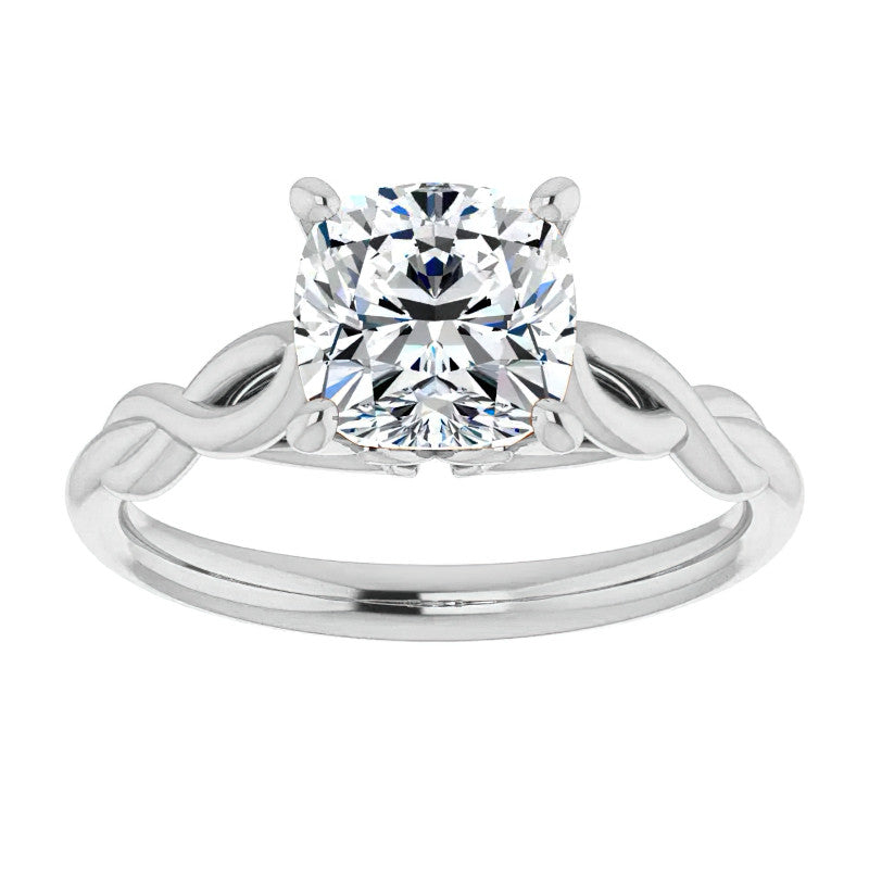 Cushion Moissanite Sculptural Styled Solitaire Ring