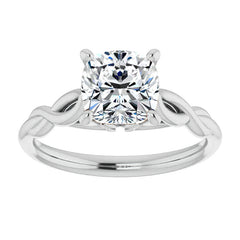 Cushion Moissanite Sculptural Styled Solitaire Ring
