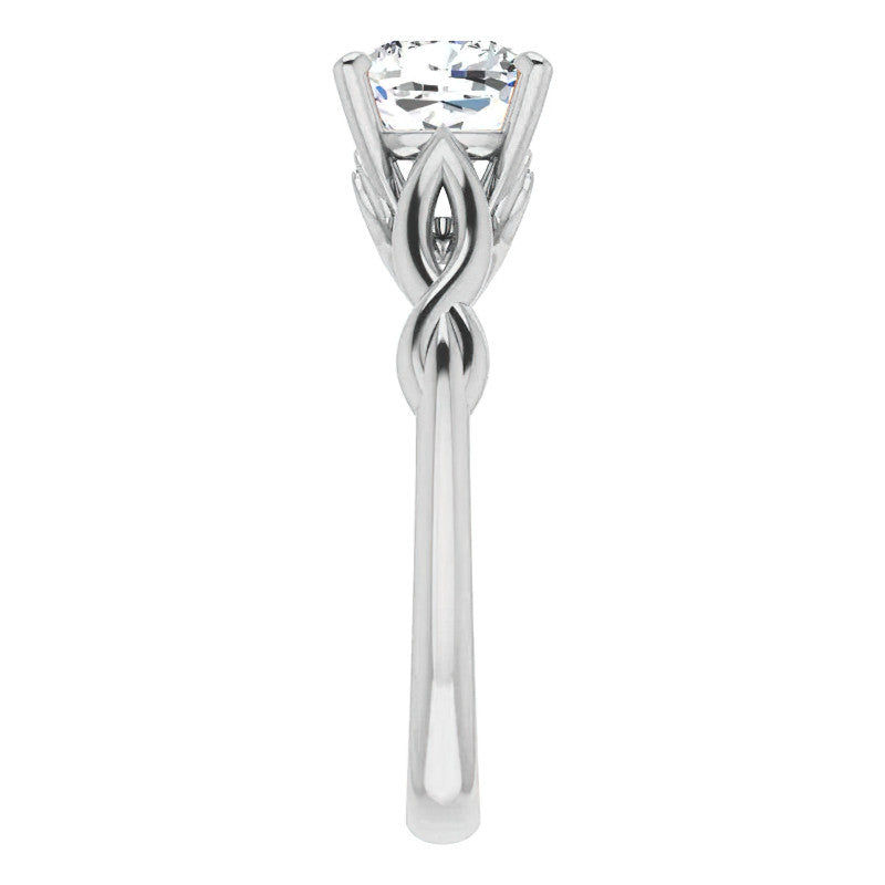 Cushion Moissanite Sculptural Styled Solitaire Ring