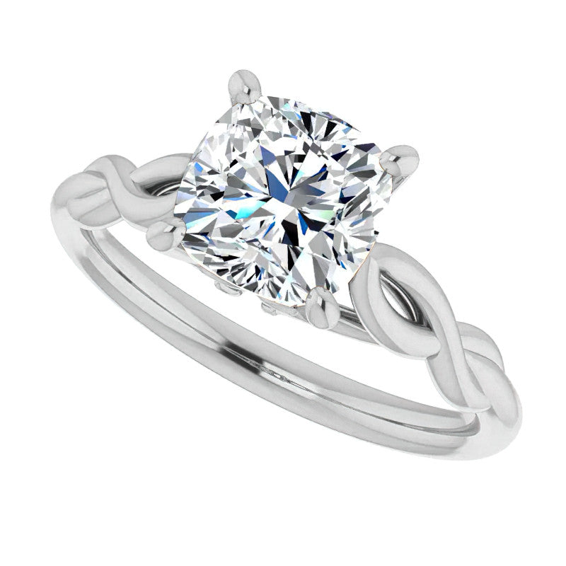 Cushion Moissanite Sculptural Styled Solitaire Ring