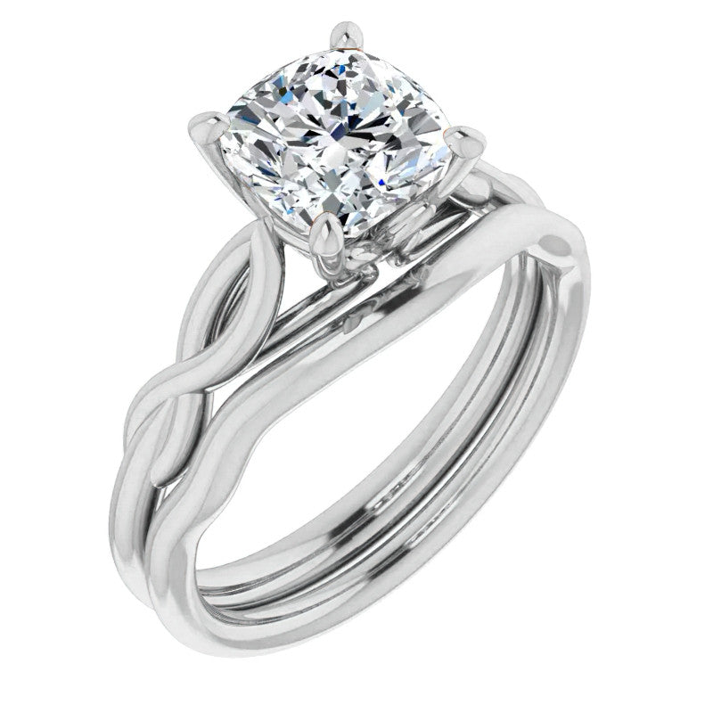 Cushion Moissanite Sculptural Styled Solitaire Ring