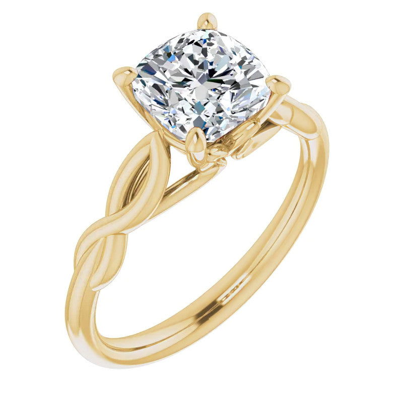 Cushion Moissanite Sculptural Styled Solitaire Ring