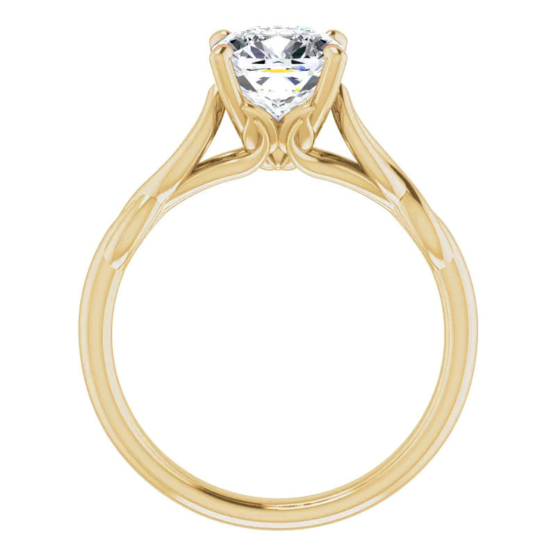 Cushion Moissanite Sculptural Styled Solitaire Ring