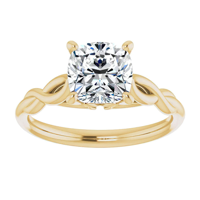 Cushion Moissanite Sculptural Styled Solitaire Ring