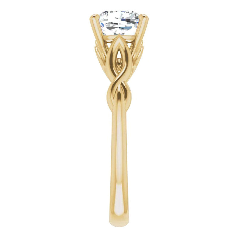 Cushion Moissanite Sculptural Styled Solitaire Ring