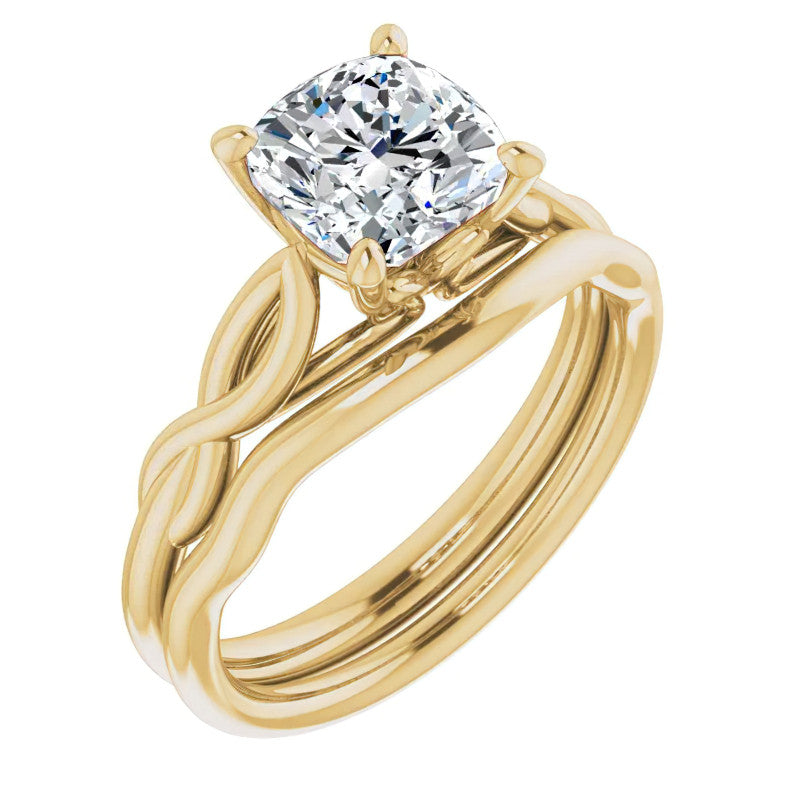 Cushion Moissanite Sculptural Styled Solitaire Ring