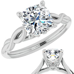 Cushion Moissanite Sculptural Styled Solitaire Ring