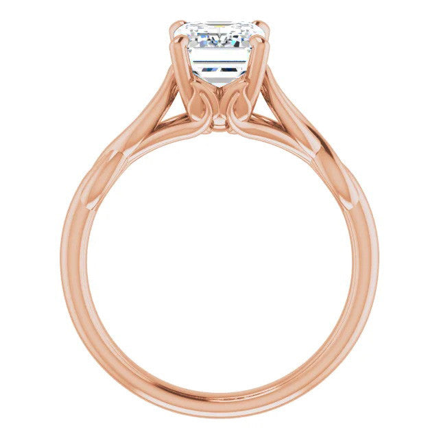 Emerald / Radiant cut Moissanite Sculptural Styled Solitaire Ring