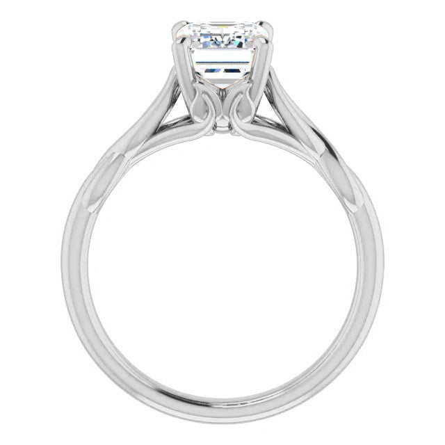 Emerald / Radiant cut Moissanite Sculptural Styled Solitaire Ring