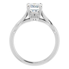 Emerald / Radiant cut Moissanite Sculptural Styled Solitaire Ring