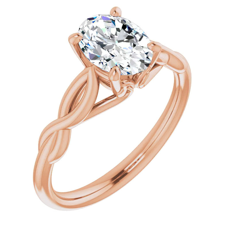 Oval Moissanite Sculptural Styled Solitaire Ring