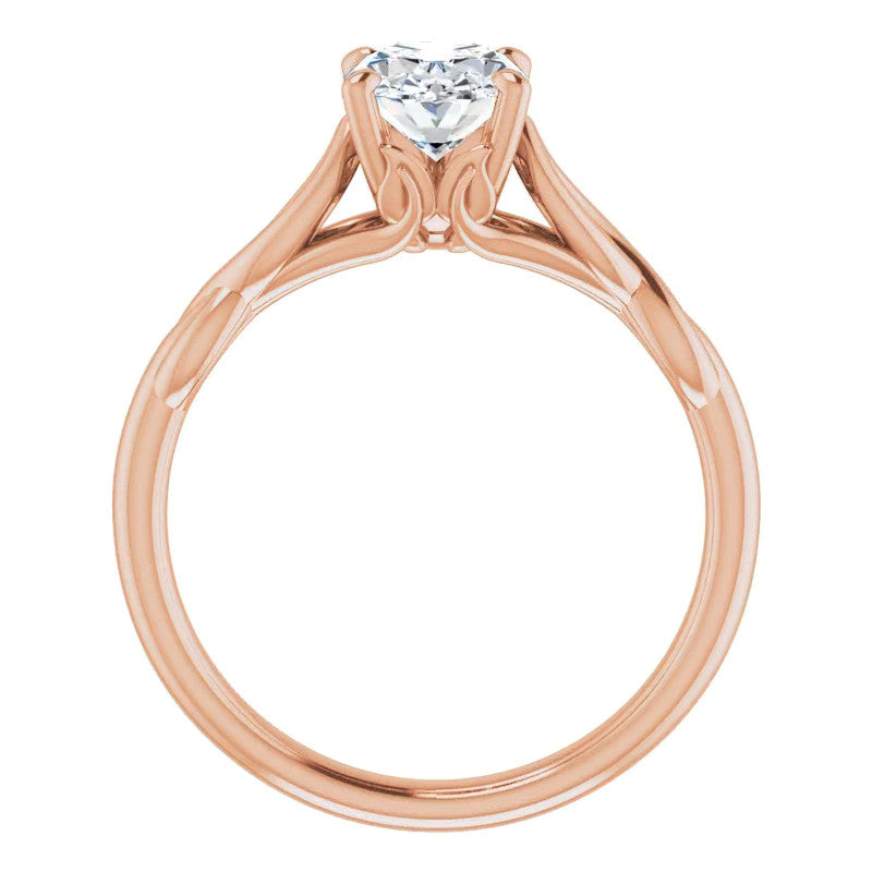 Oval Moissanite Sculptural Styled Solitaire Ring