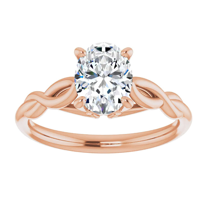 Oval Moissanite Sculptural Styled Solitaire Ring