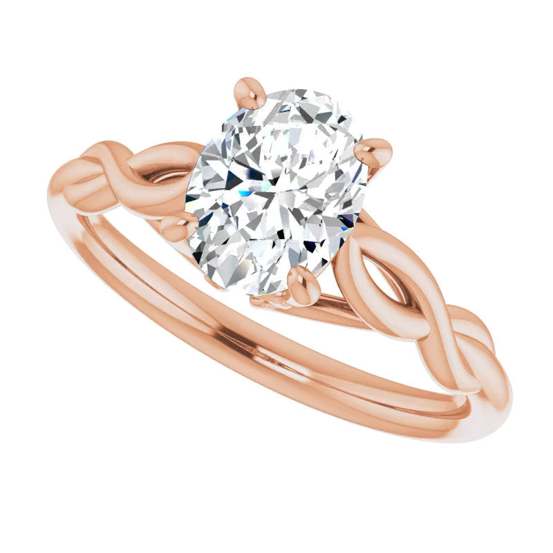 Oval Moissanite Sculptural Styled Solitaire Ring