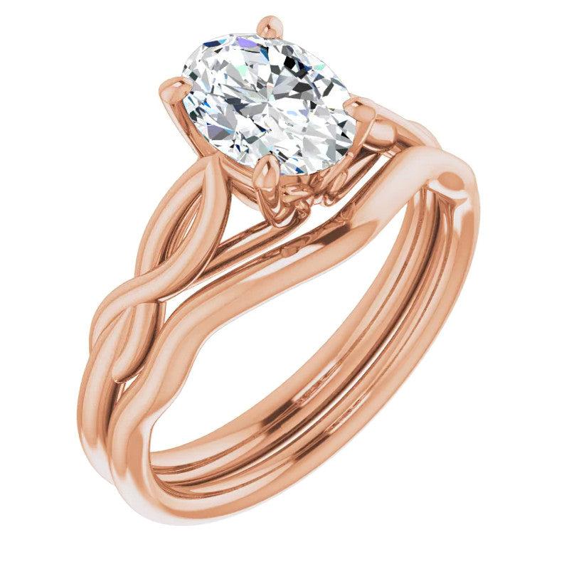Oval Moissanite Sculptural Styled Solitaire Ring