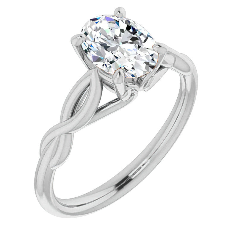 Oval Moissanite Sculptural Styled Solitaire Ring