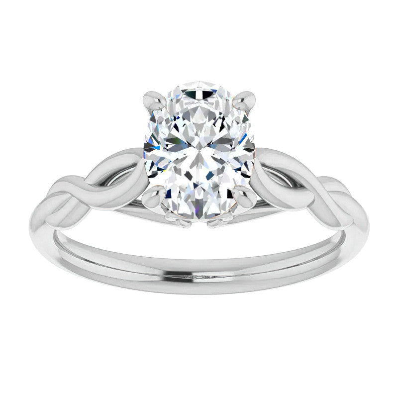 Oval Moissanite Sculptural Styled Solitaire Ring