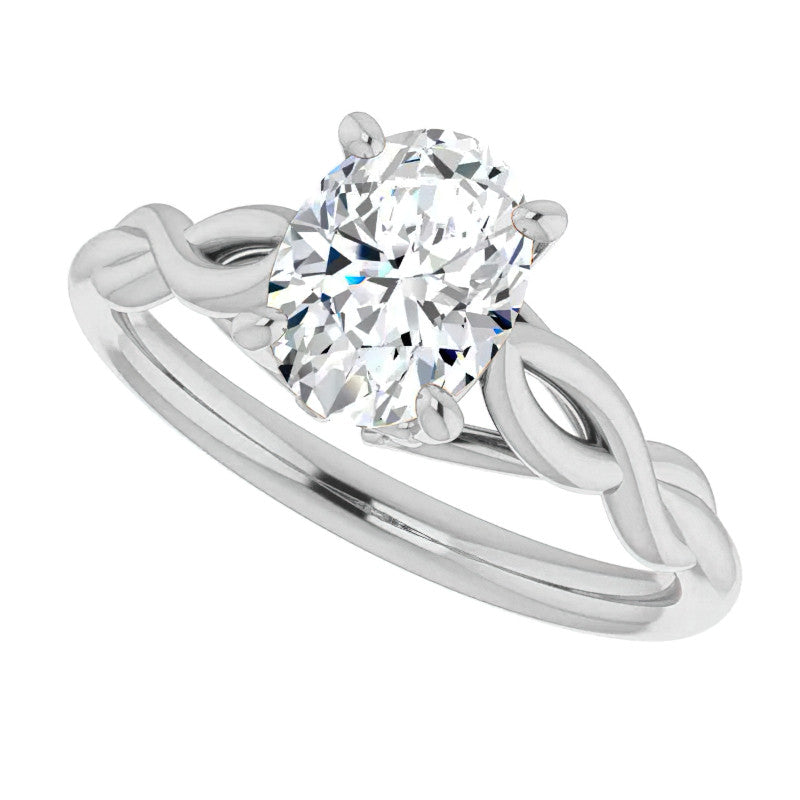 Oval Moissanite Sculptural Styled Solitaire Ring