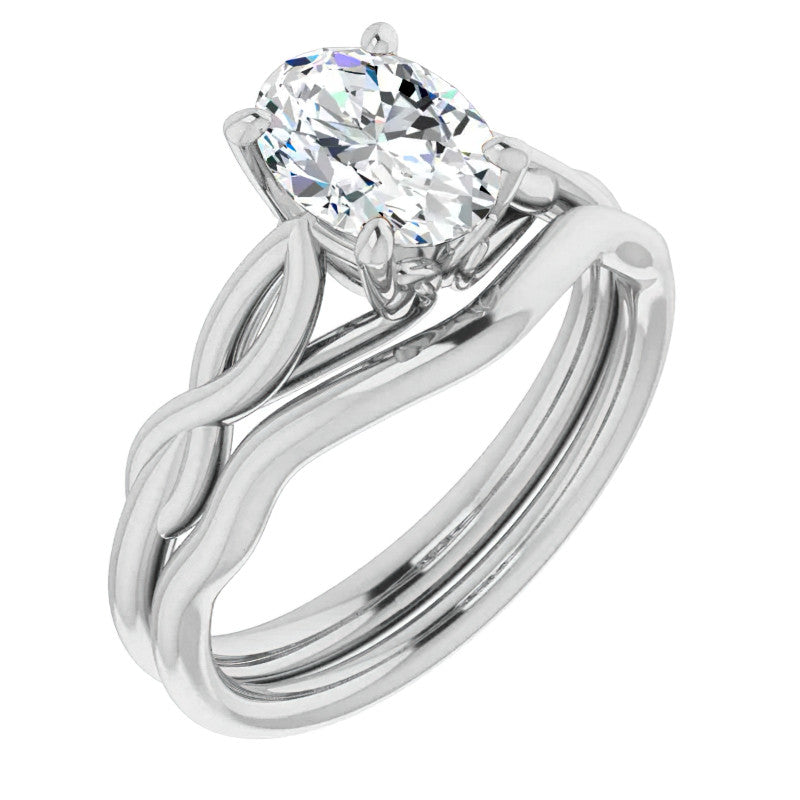 Oval Moissanite Sculptural Styled Solitaire Ring