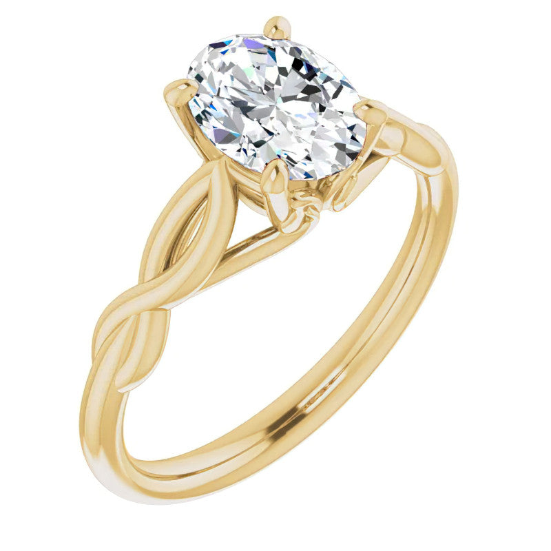 Oval Moissanite Sculptural Styled Solitaire Ring