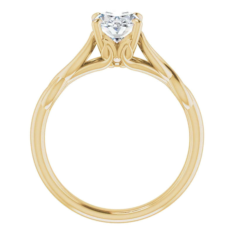 Oval Moissanite Sculptural Styled Solitaire Ring