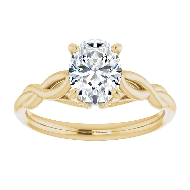Oval Moissanite Sculptural Styled Solitaire Ring