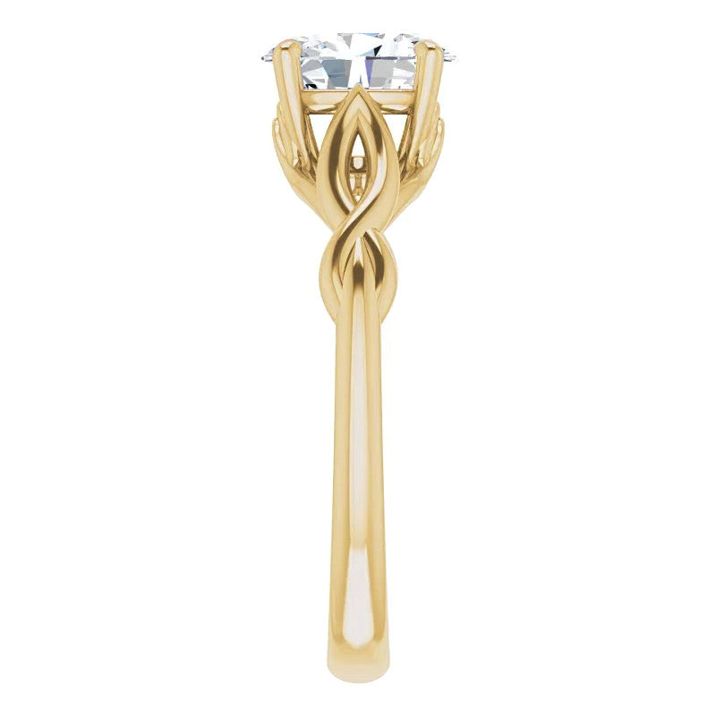Oval Moissanite Sculptural Styled Solitaire Ring