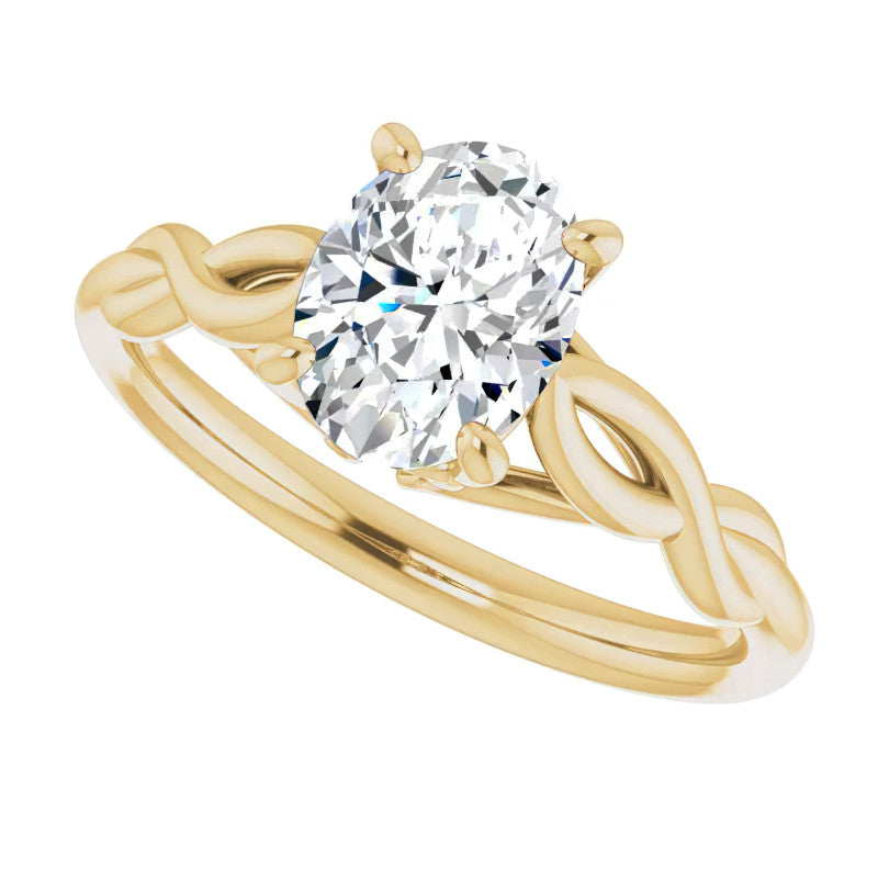 Oval Moissanite Sculptural Styled Solitaire Ring